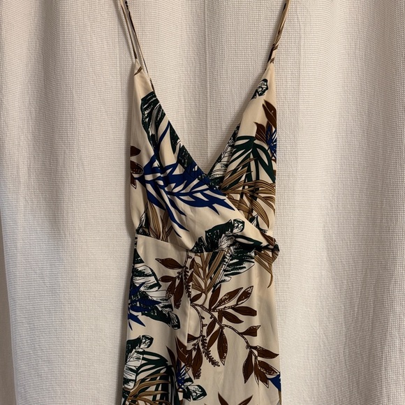 Dress Forum Cream Maxi Dress with Blue and Brown Leaf Print - Picture 1 of 4